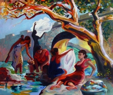 Las Lavanderas / Oil on Canvas / 22" x 28"