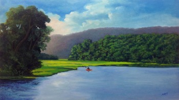 Lago Las Curías / Oil on Canvas / 28" x 16"